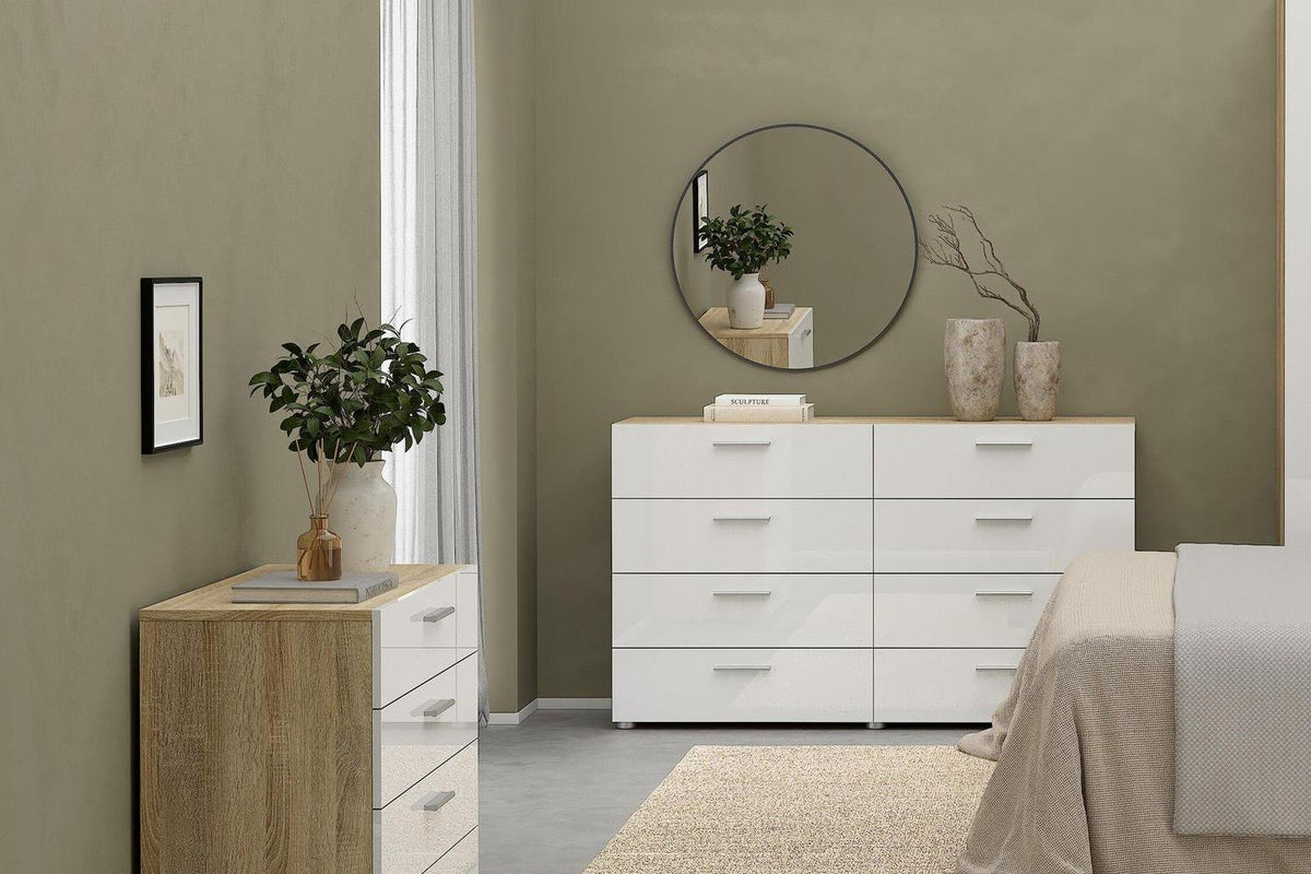 Pepe Chest Of 4 Drawers In Oak With White High Gloss