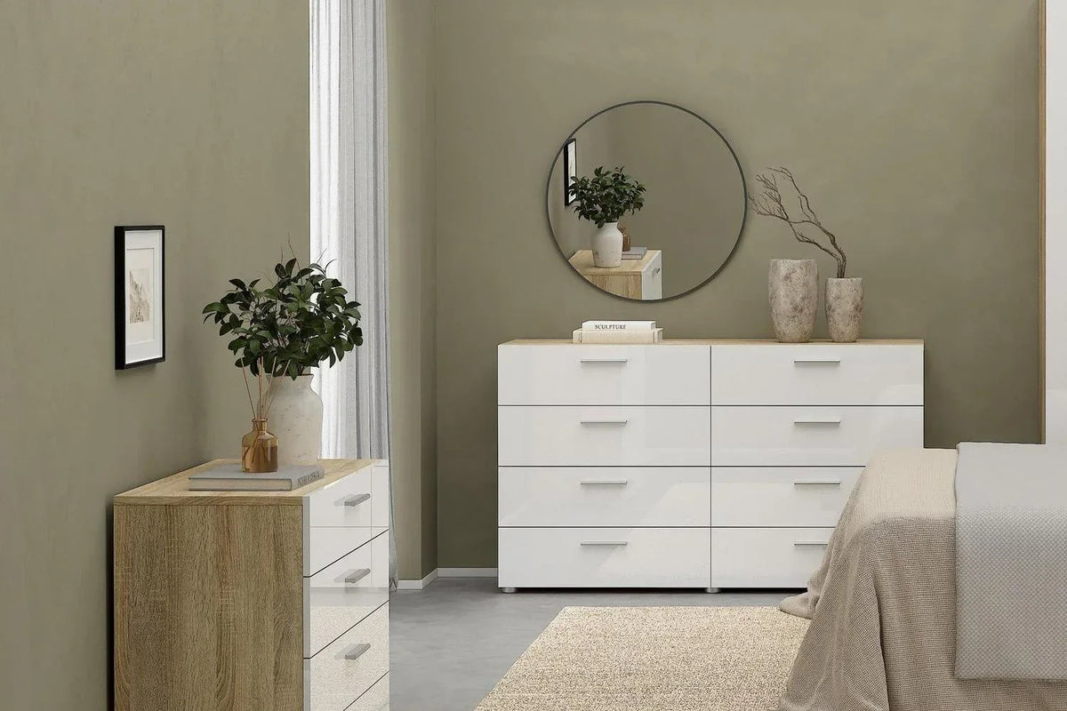 Pepe Chest Of 4 Drawers In Oak With White High Gloss