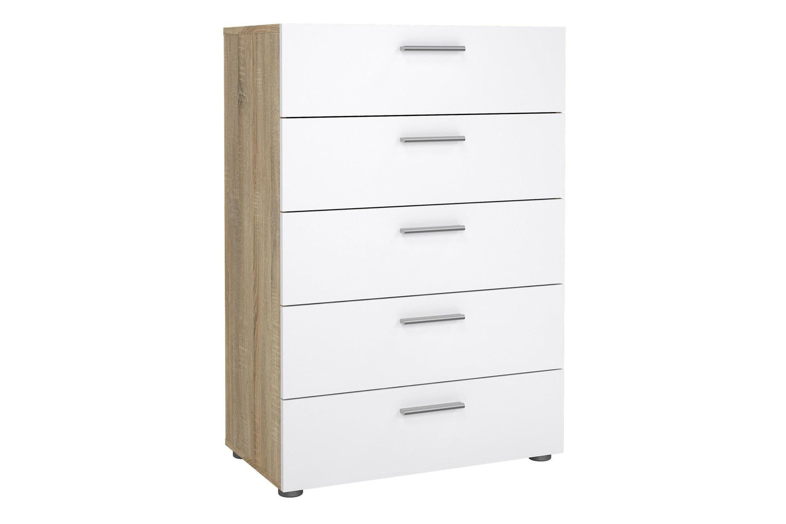 Pepe Chest Of 5 Drawers In Oak With White High Gloss