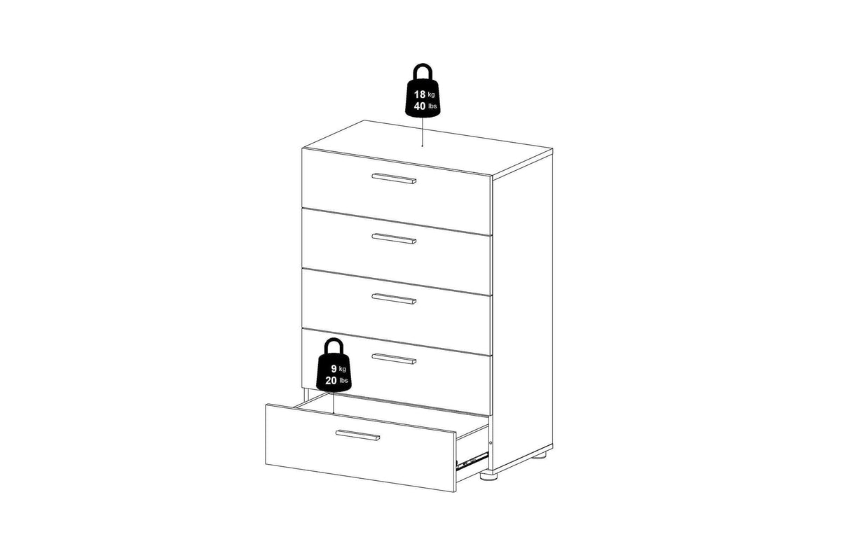 Pepe Chest Of 5 Drawers In Black