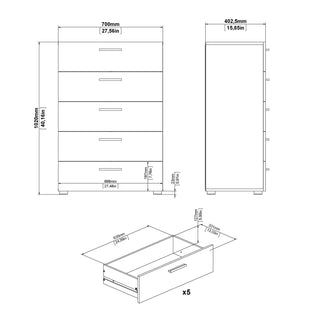 Pepe Chest Of 5 Drawers In Black