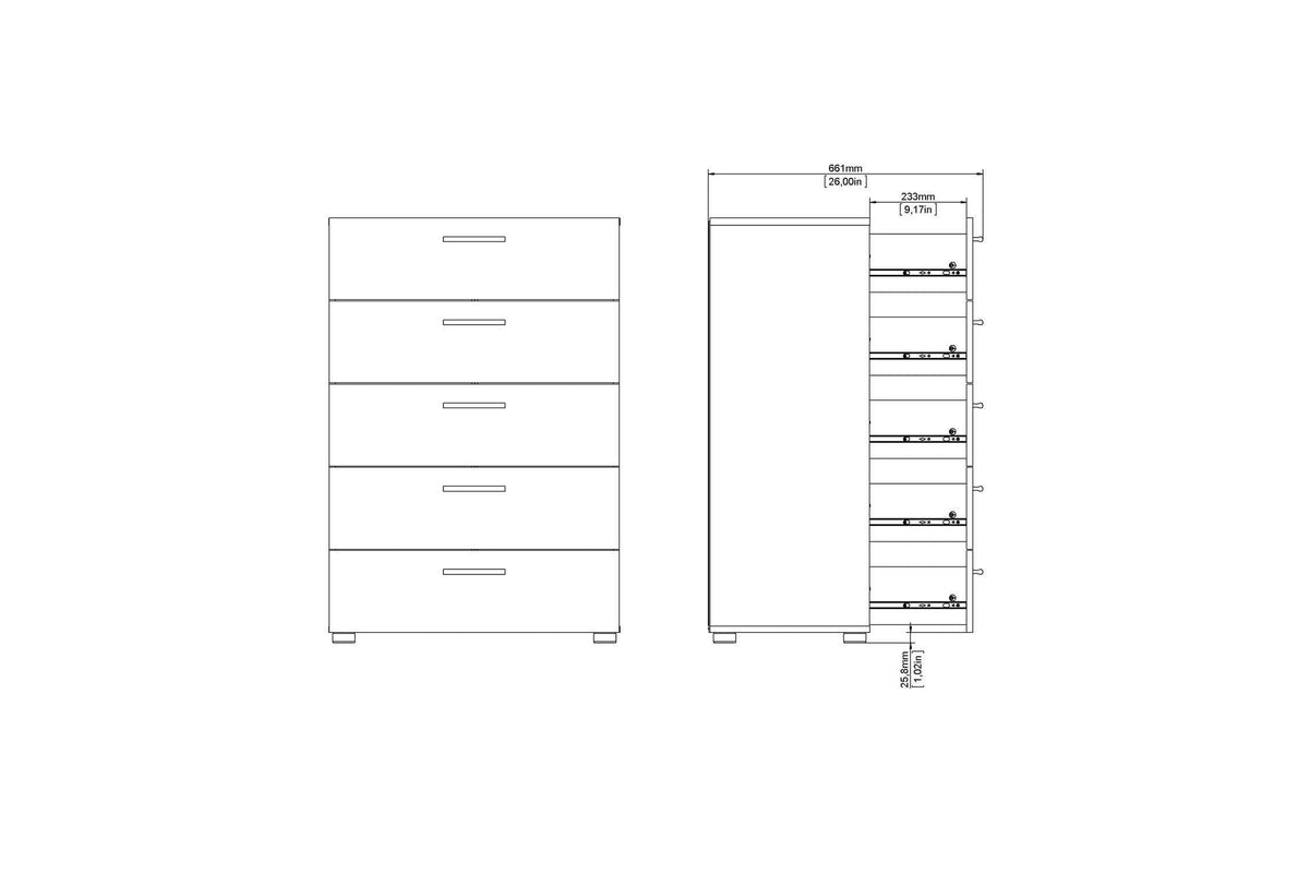 Pepe Chest Of 5 Drawers In Black