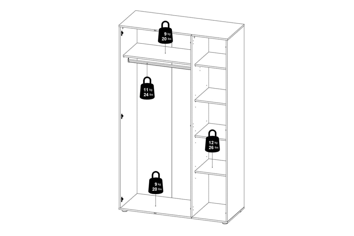 Pepe Wardrobe With 3 Doors In White