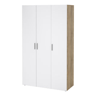 Pepe Wardrobe With 3 Doors In Oak With White High Gloss