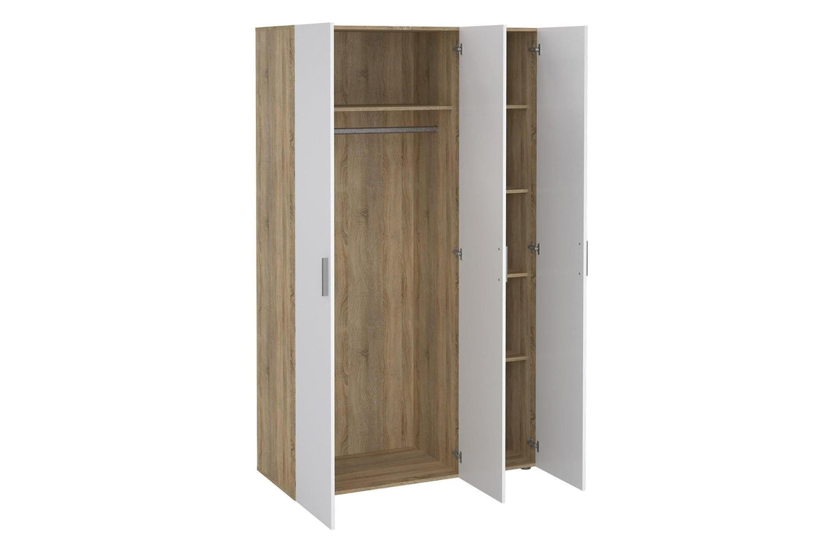 Pepe Wardrobe With 3 Doors In Oak With White High Gloss