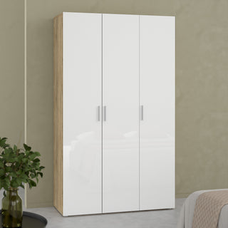 Pepe Wardrobe With 3 Doors In Oak With White High Gloss
