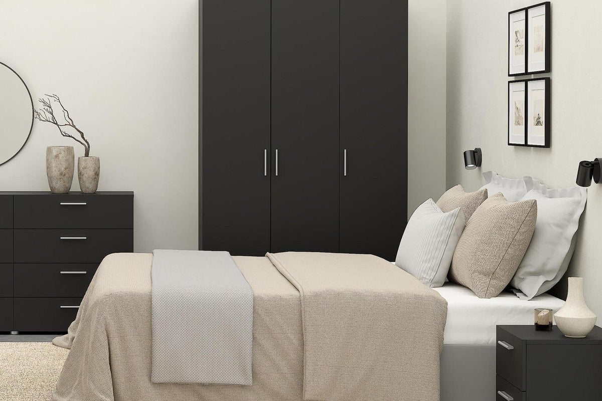 Pepe Wardrobe With 3 Doors In Black