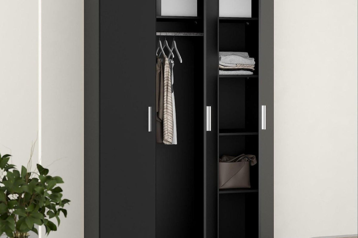 Pepe Wardrobe With 3 Doors In Black
