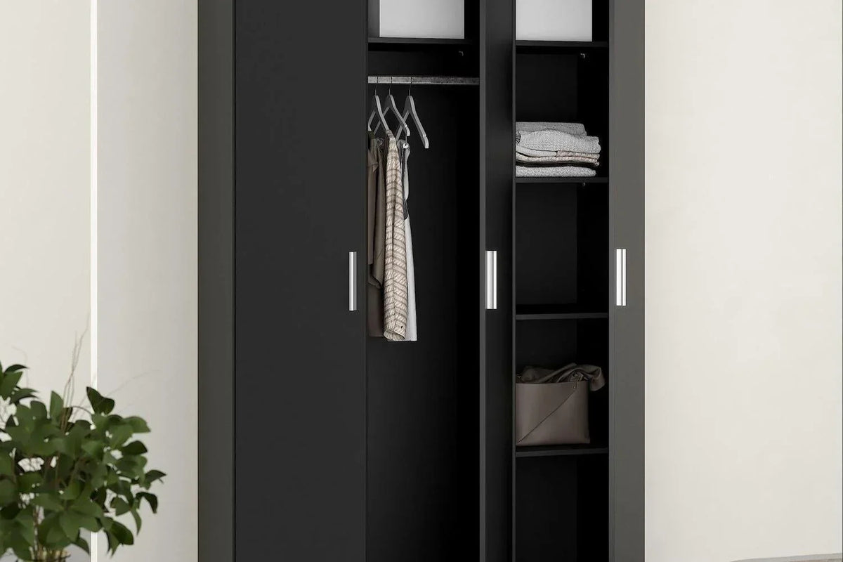 Pepe Wardrobe With 3 Doors In Black