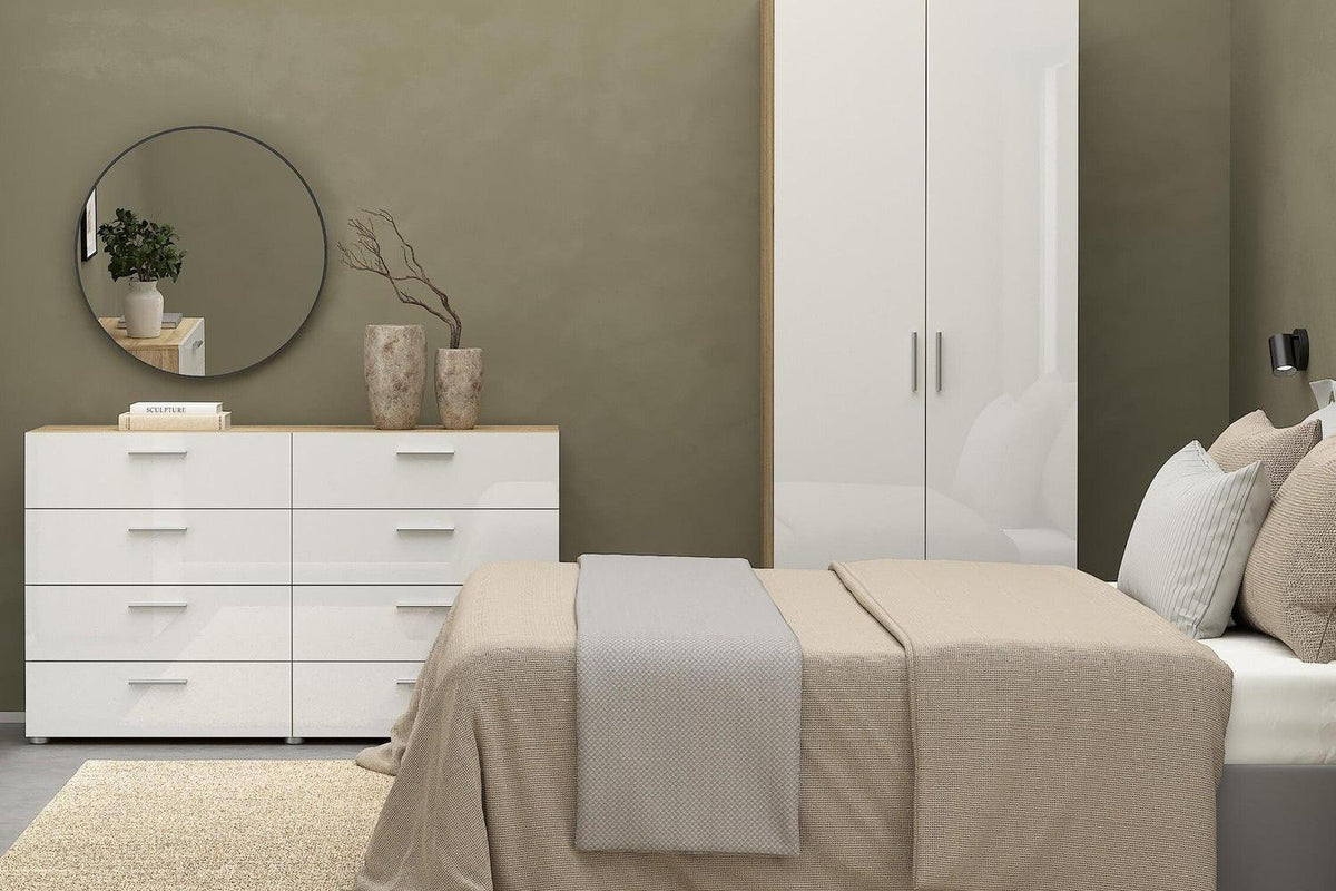 Pepe Wardrobe With 2 Doors In Oak With White High Gloss