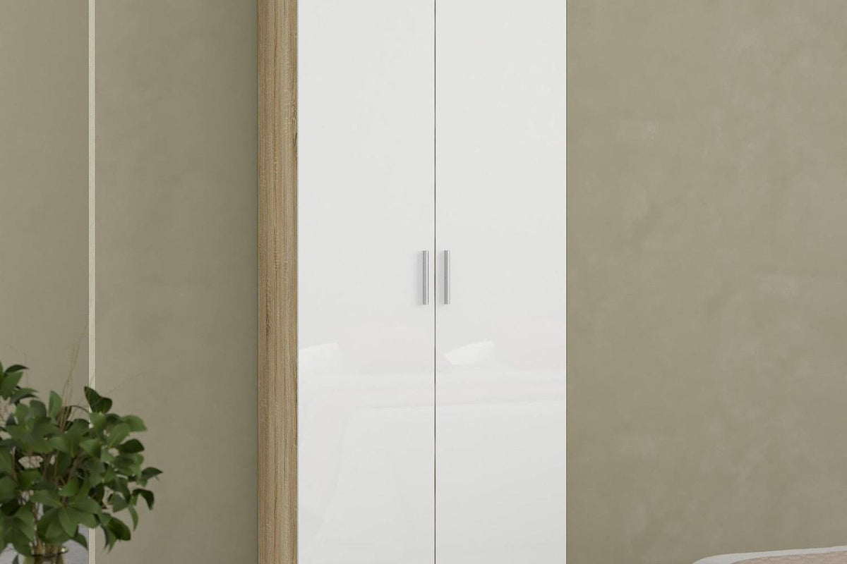 Pepe Wardrobe With 2 Doors In Oak With White High Gloss