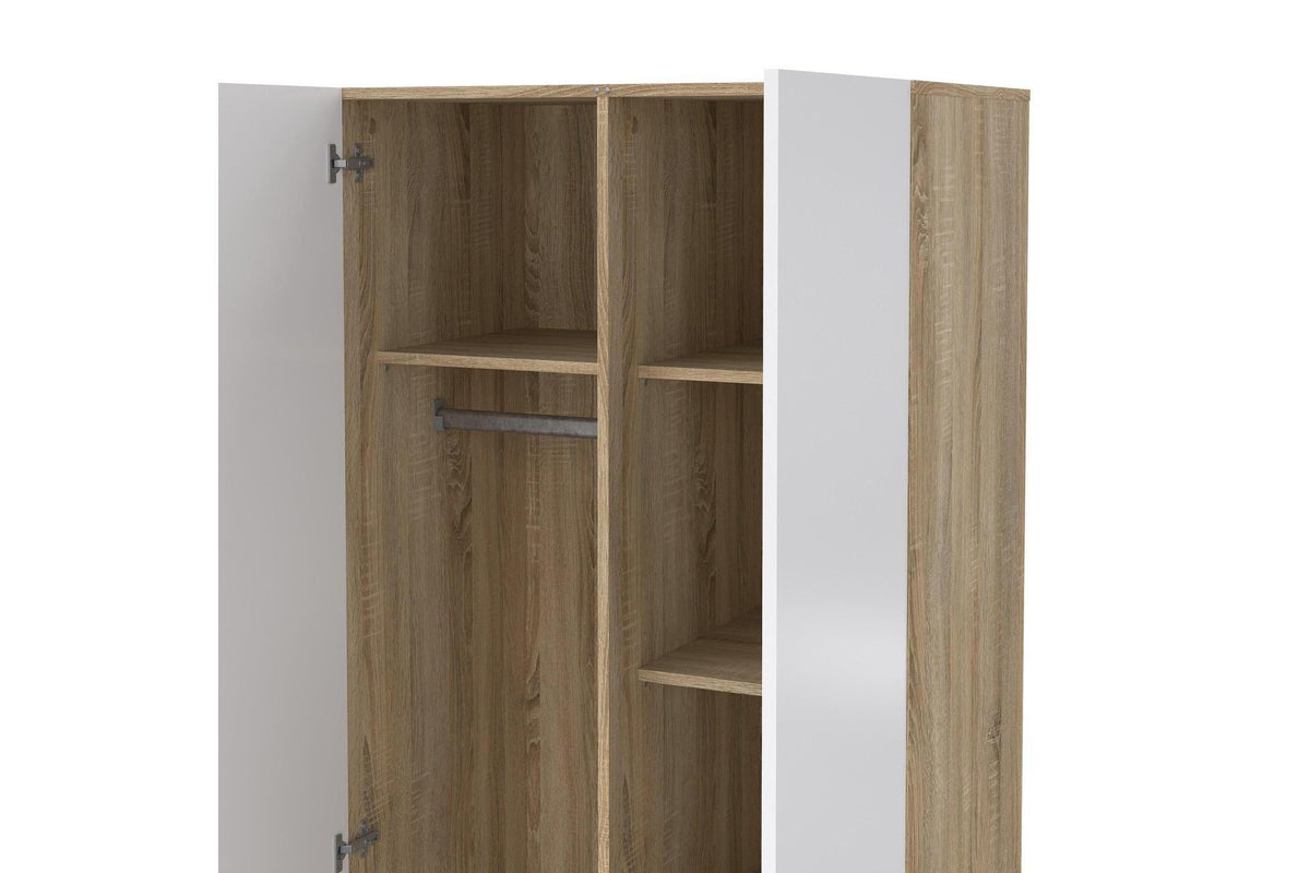 Pepe Wardrobe With 2 Doors In Oak With White High Gloss