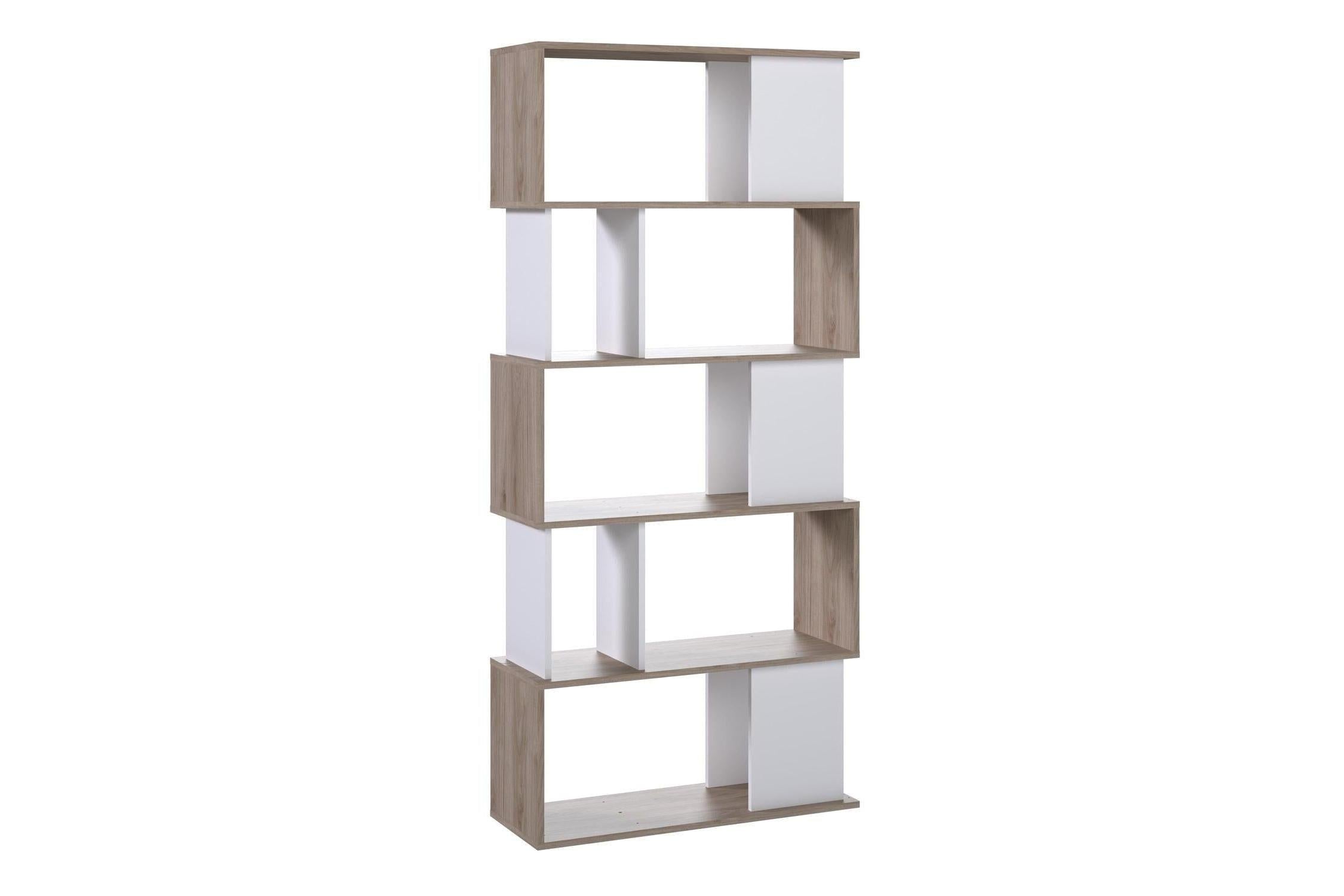 Maze Open Bookcase 4 Shelves In Jackson Hickory Oak And White