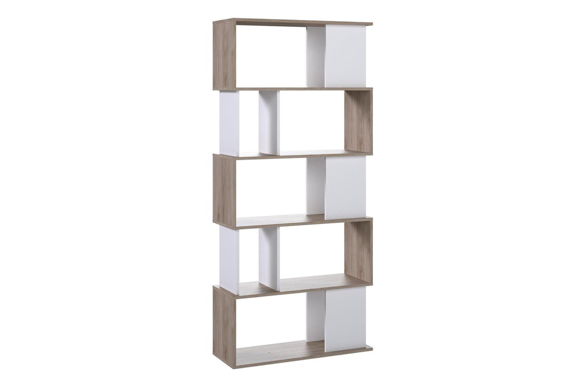 Maze Open Bookcase 4 Shelves In Jackson Hickory Oak And White