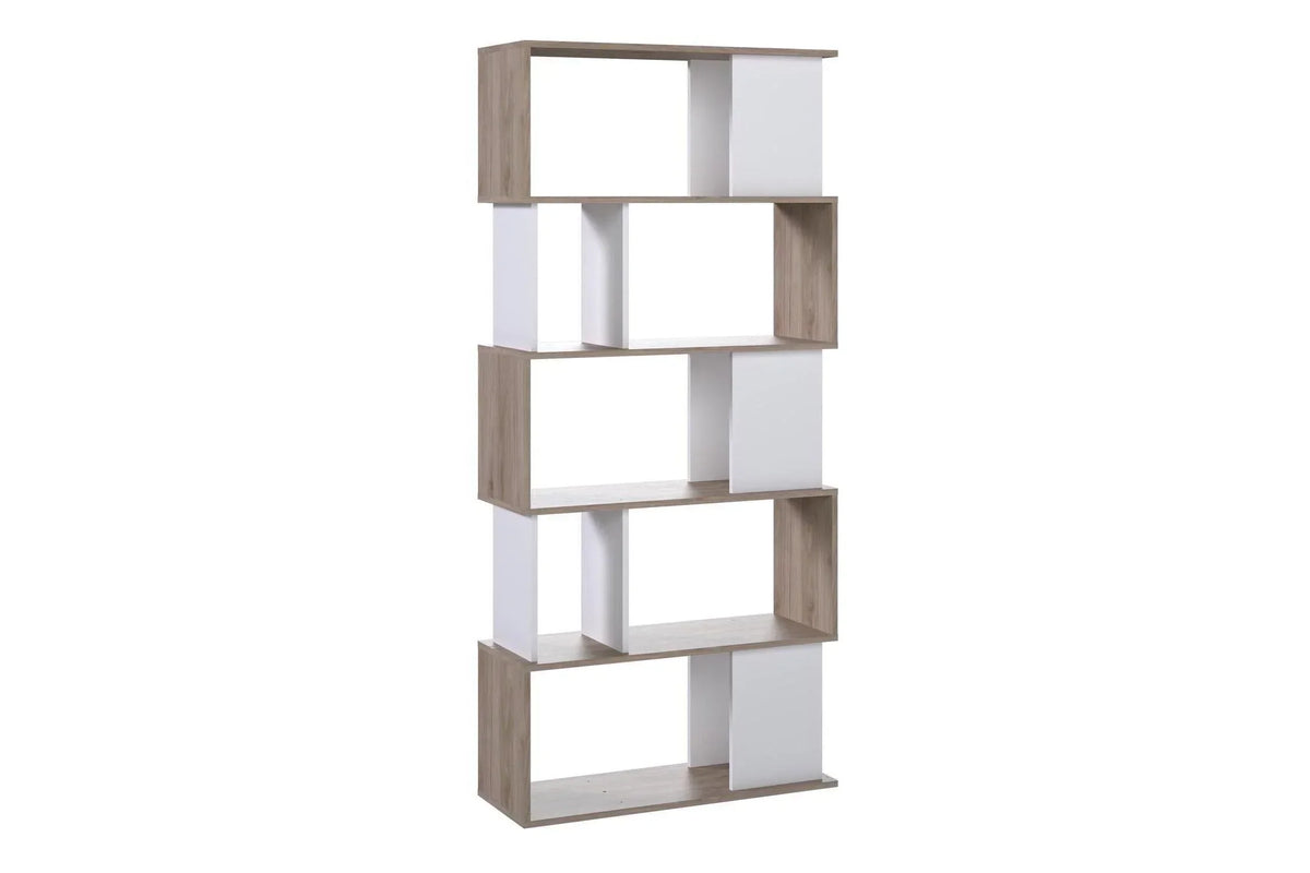 Maze Open Bookcase 4 Shelves In Jackson Hickory Oak And White