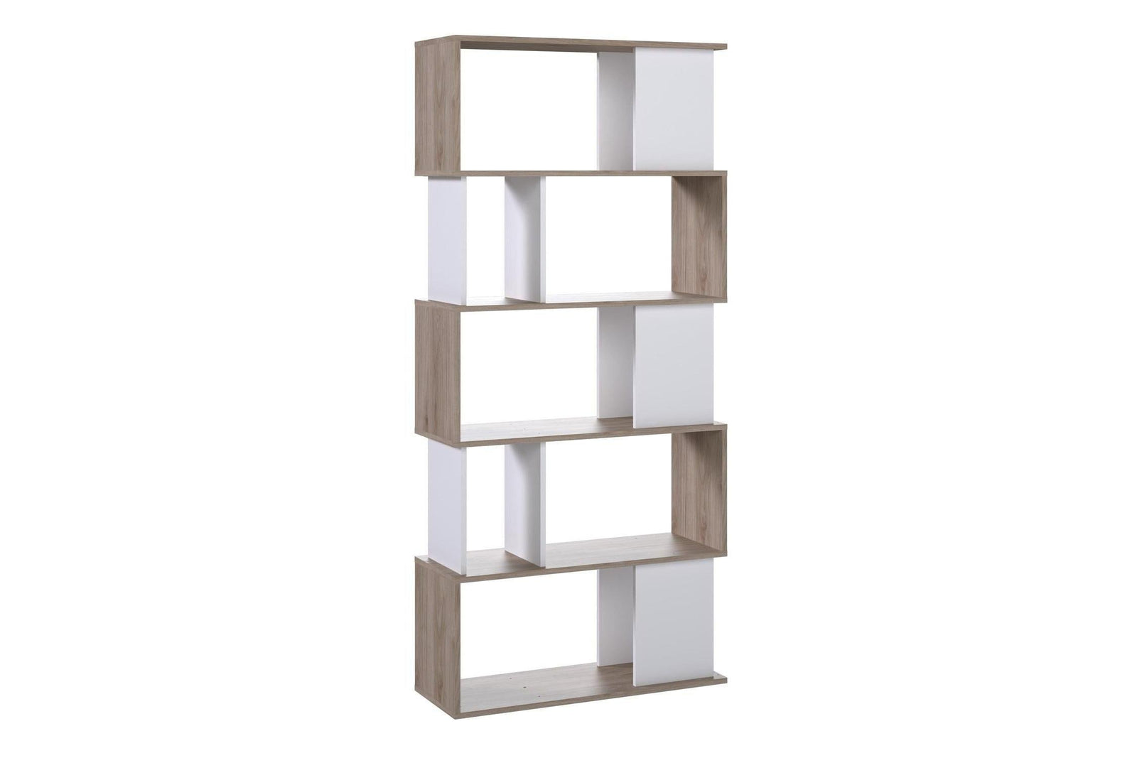 Maze Open Bookcase 4 Shelves In Jackson Hickory Oak And White
