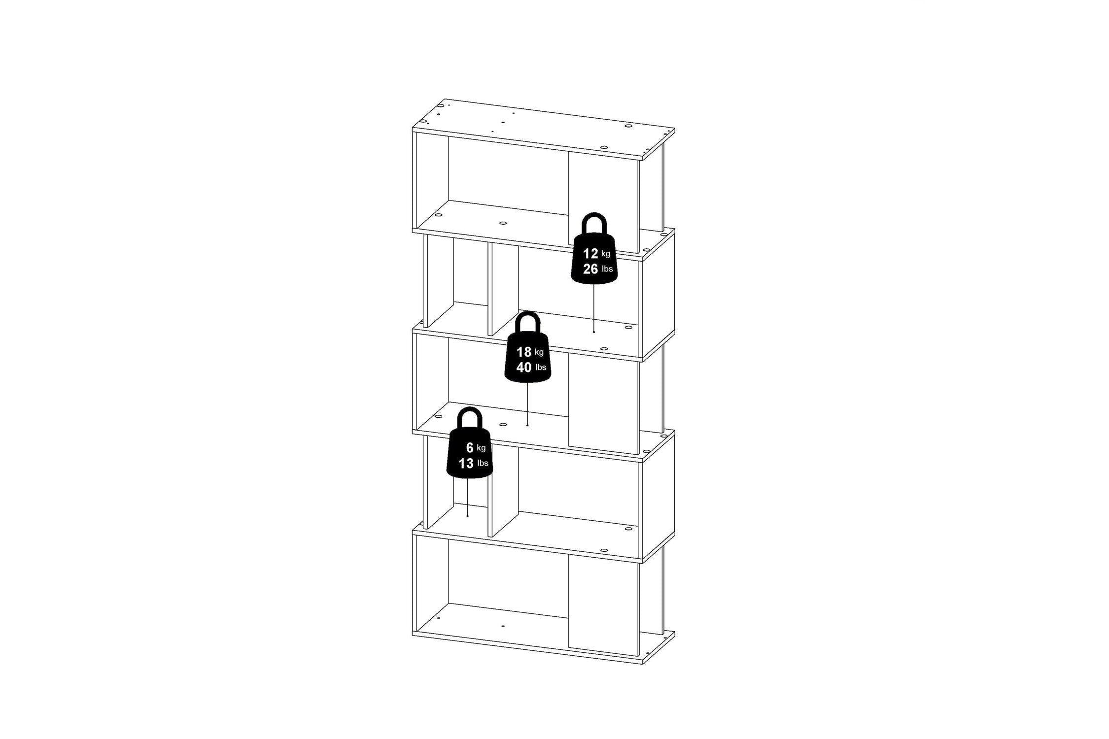 Maze Open Bookcase 4 Shelves In Jackson Hickory Oak And White