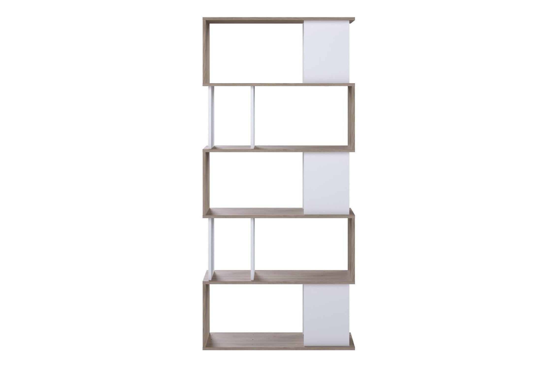 Maze Open Bookcase 4 Shelves In Jackson Hickory Oak And White