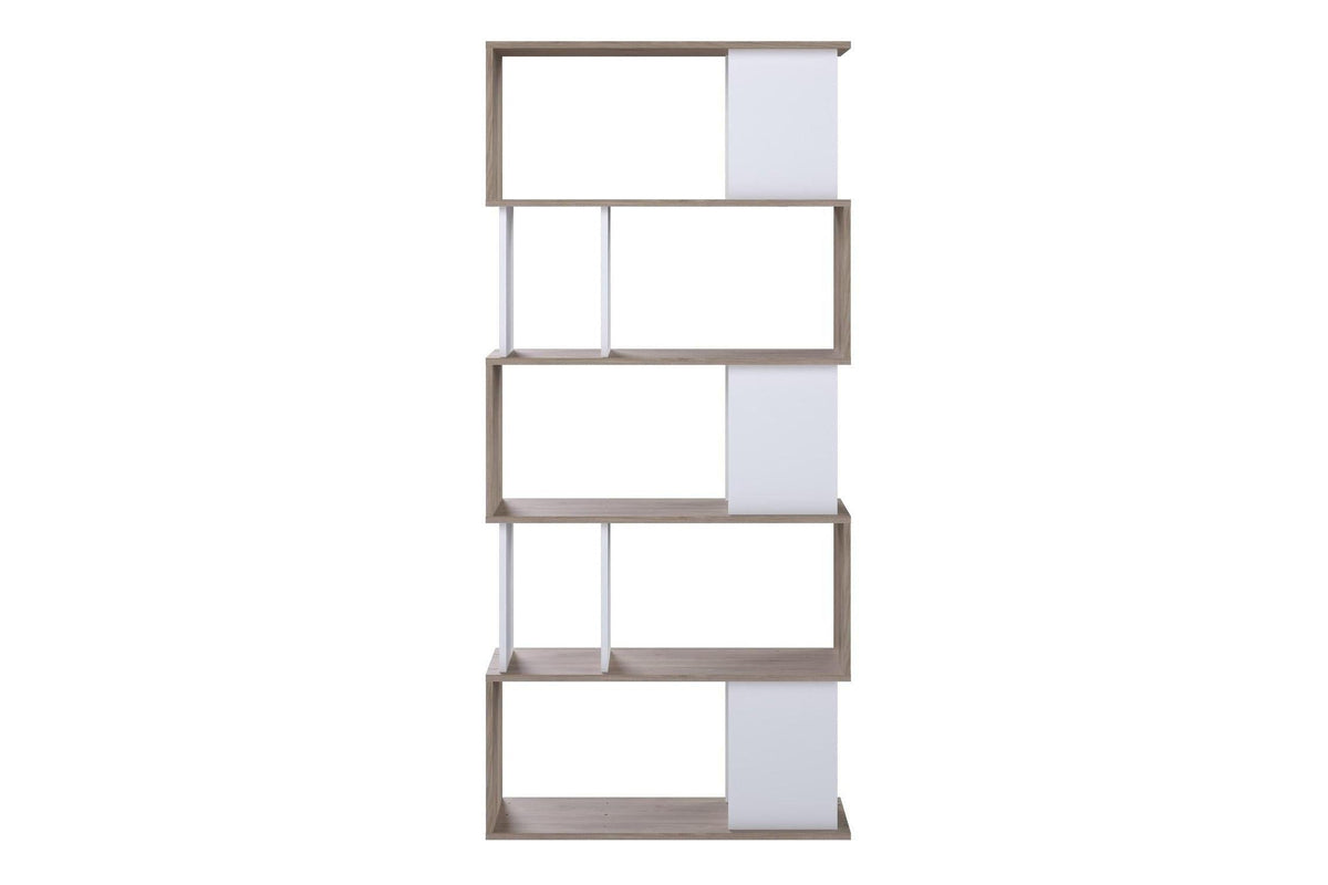Maze Open Bookcase 4 Shelves In Jackson Hickory Oak And White