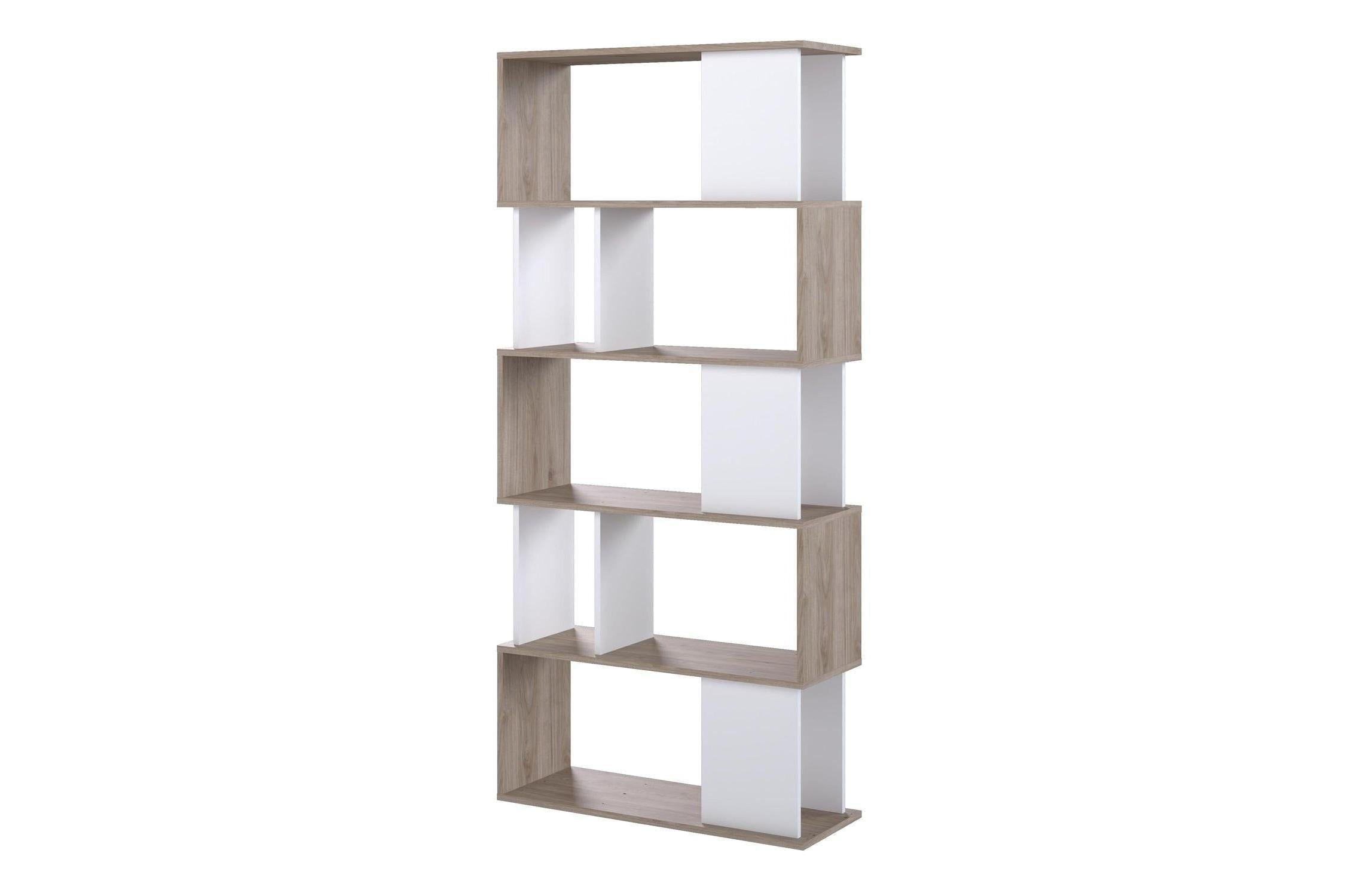 Maze Open Bookcase 4 Shelves In Jackson Hickory Oak And White