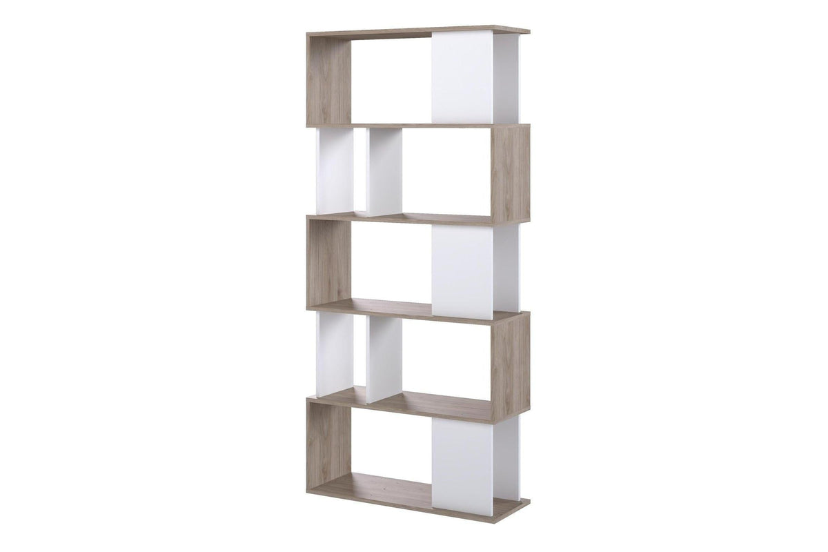 Maze Open Bookcase 4 Shelves In Jackson Hickory Oak And White