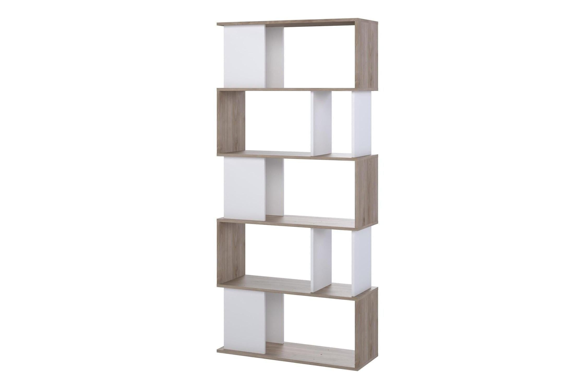 Maze Open Bookcase 4 Shelves In Jackson Hickory Oak And White