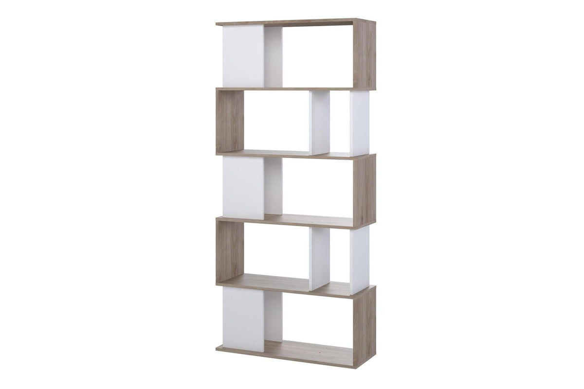 Maze Open Bookcase 4 Shelves In Jackson Hickory Oak And White