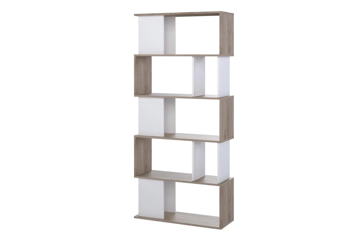 Maze Open Bookcase 4 Shelves In Jackson Hickory Oak And White