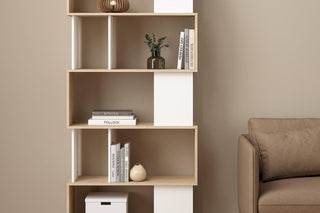 Maze Open Bookcase 4 Shelves In Jackson Hickory Oak And White