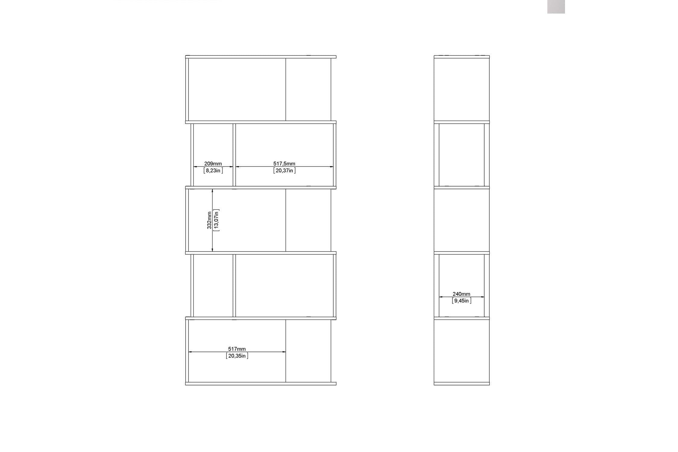 Maze Open Bookcase 4 Shelves In Jackson Hickory Oak And White
