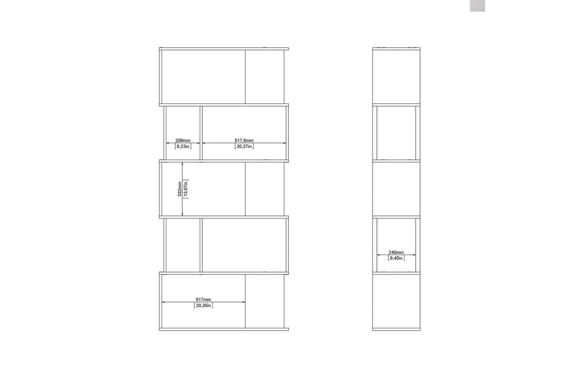 Maze Open Bookcase 4 Shelves In Jackson Hickory Oak And White