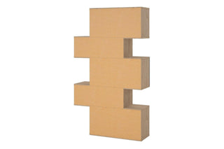 Maze Asymmetrical Bookcase With 3 Doors In Jackson Hickory And Concrete