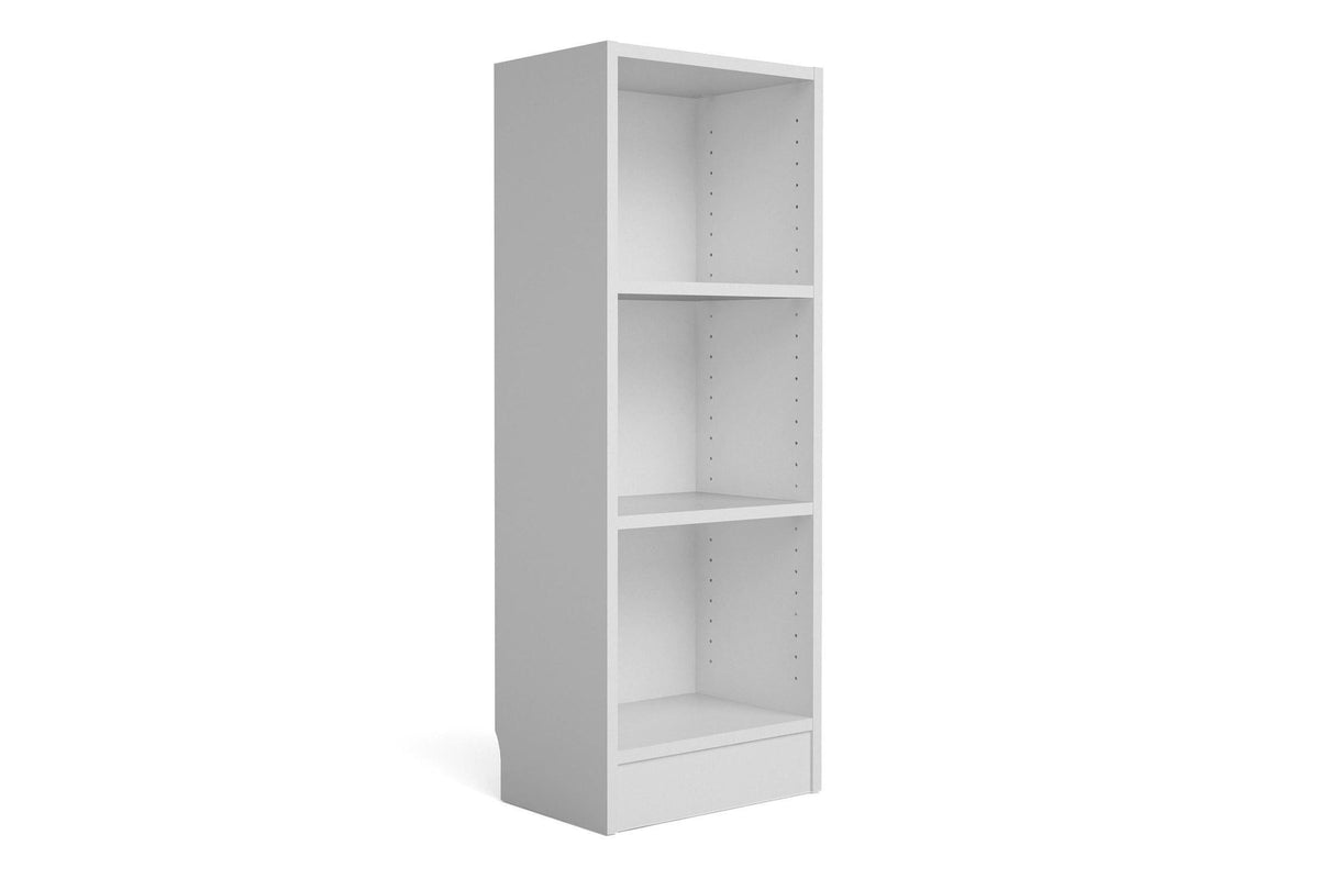 Basic Low Narrow 2 Shelf Bookcase in White