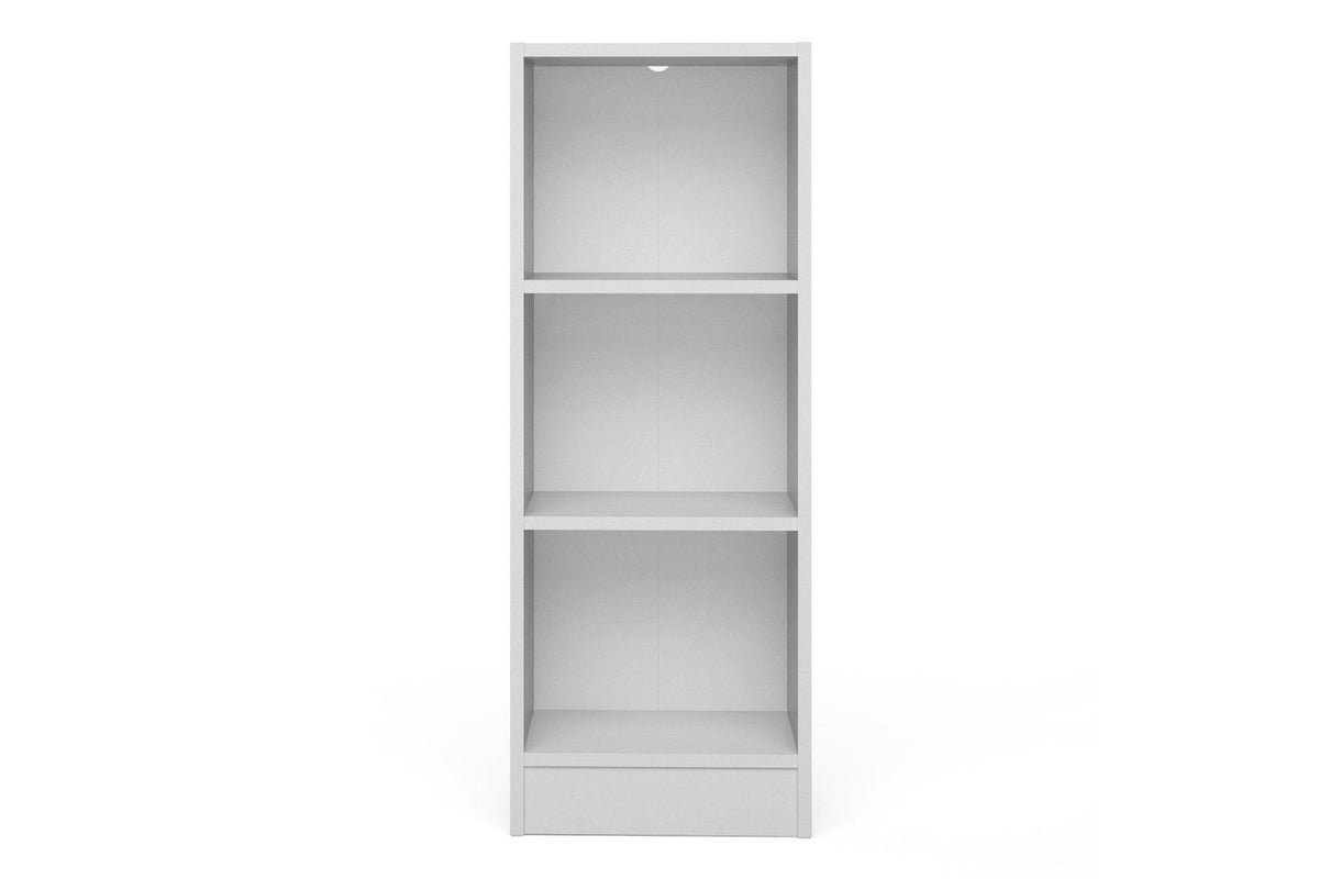 Basic Low Narrow 2 Shelf Bookcase in White