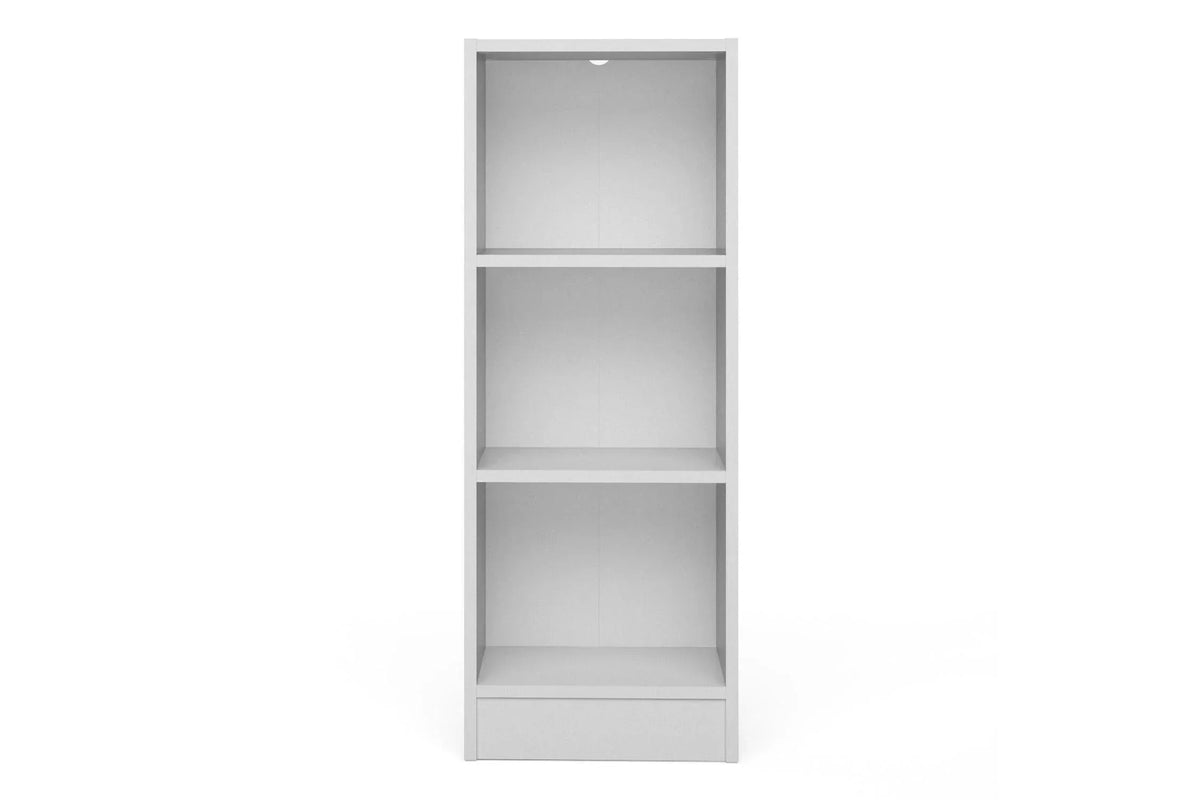 Basic Low Narrow 2 Shelf Bookcase in White