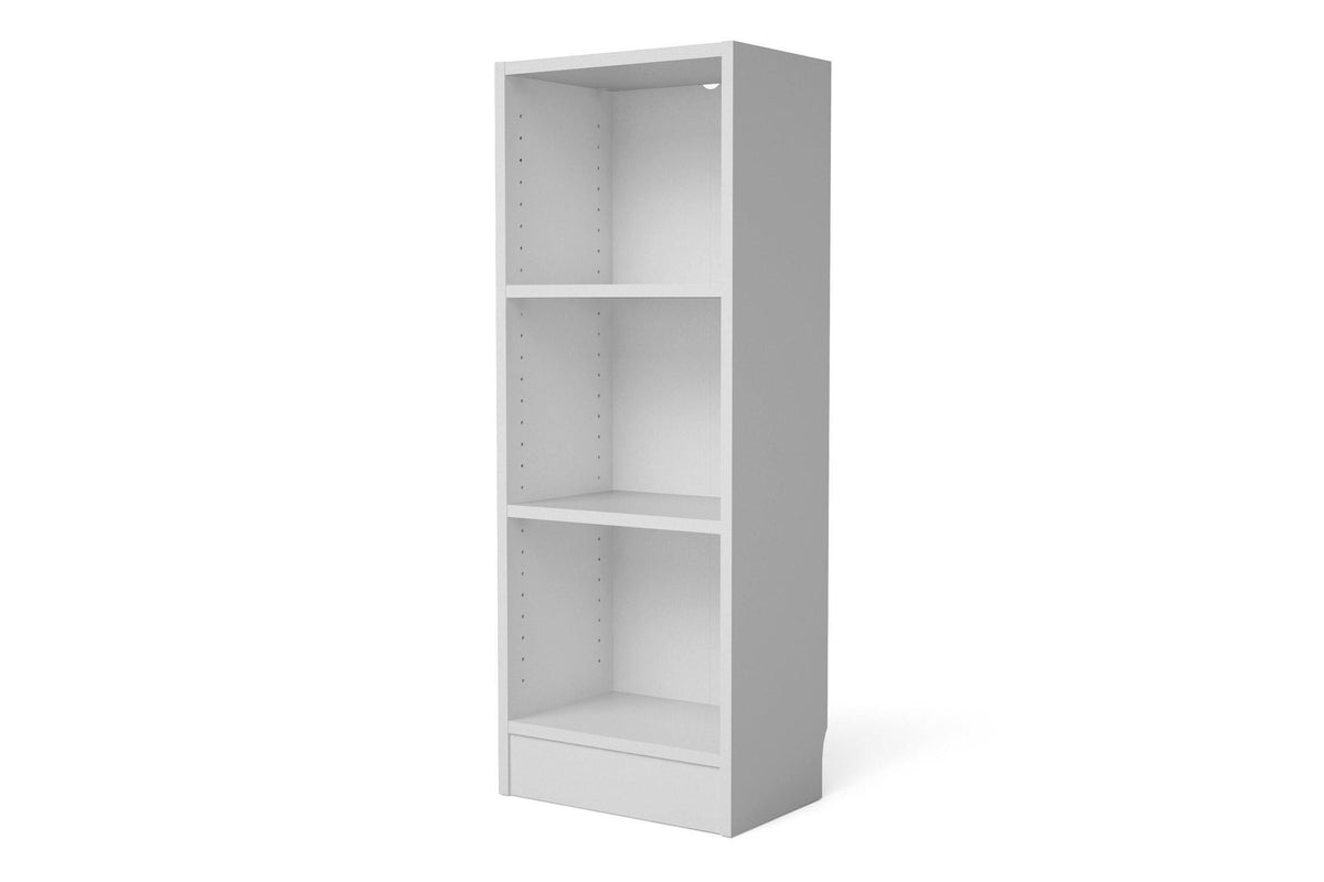 Basic Low Narrow 2 Shelf Bookcase in White