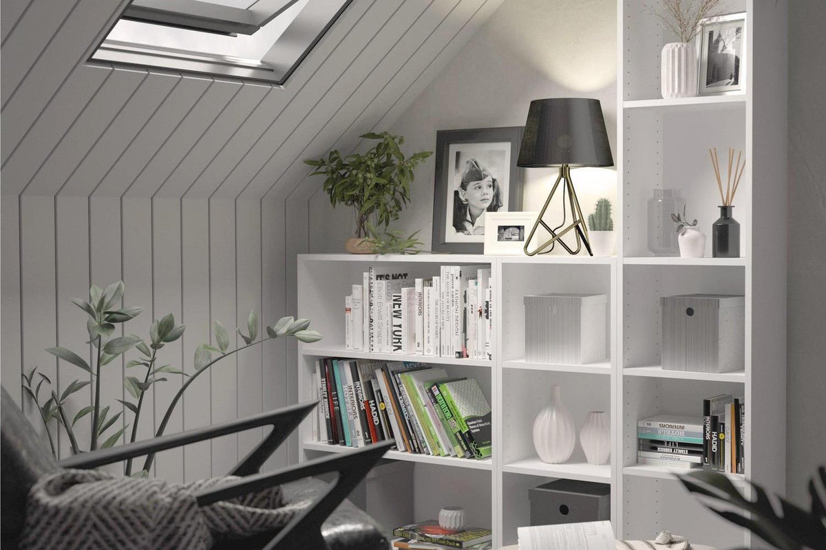 Basic Low Narrow 2 Shelf Bookcase in White