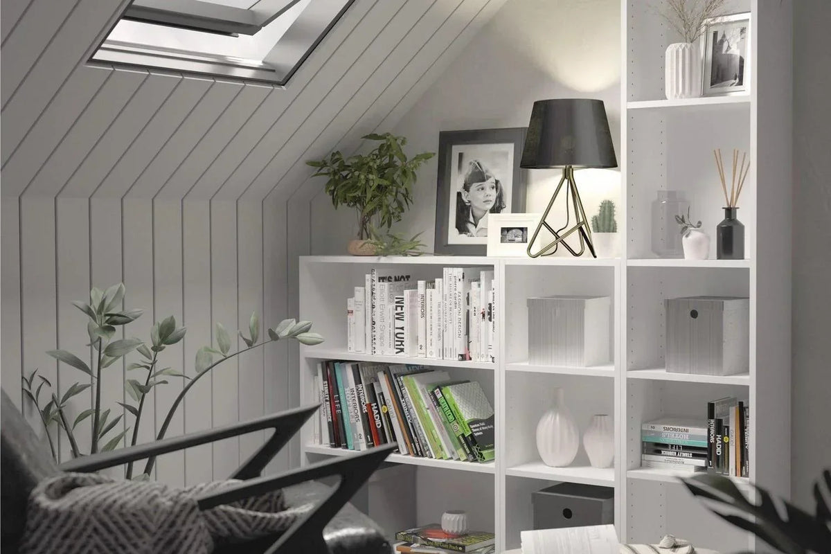 Basic Low Narrow 2 Shelf Bookcase in White