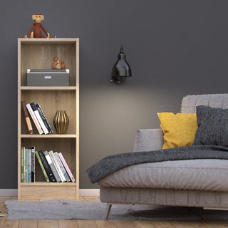 basic low narrow bookcase (2 shelves) in oak