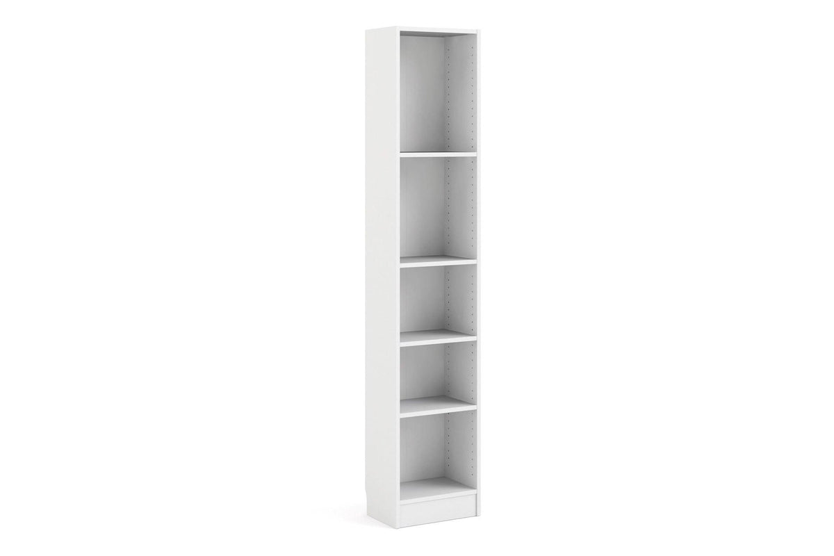 Basic Tall Narrow 4 Shelf Bookcase in White