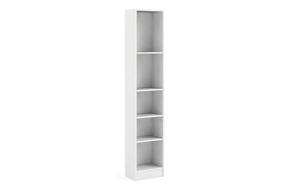 Basic Tall Narrow 4 Shelf Bookcase in White