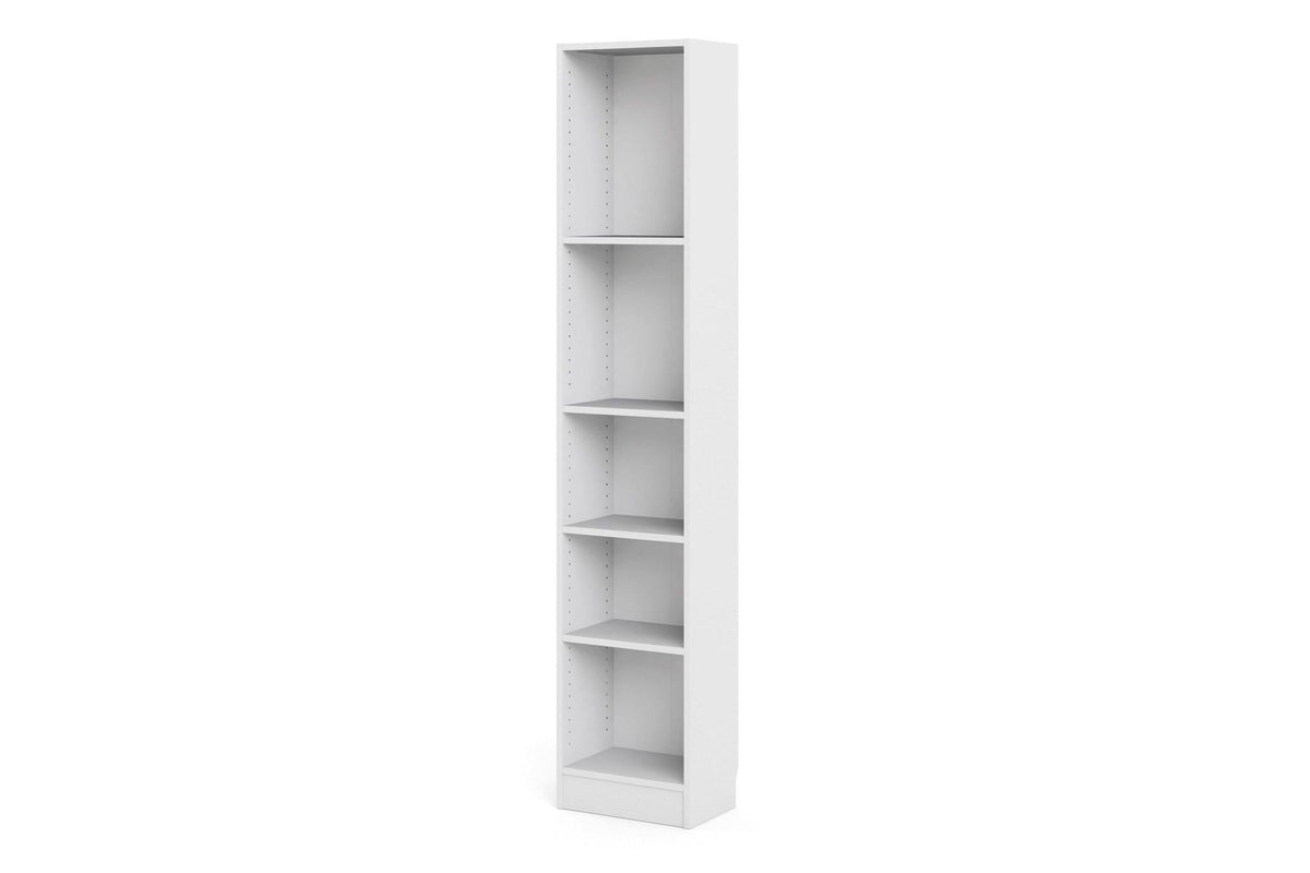Basic Tall Narrow 4 Shelf Bookcase in White