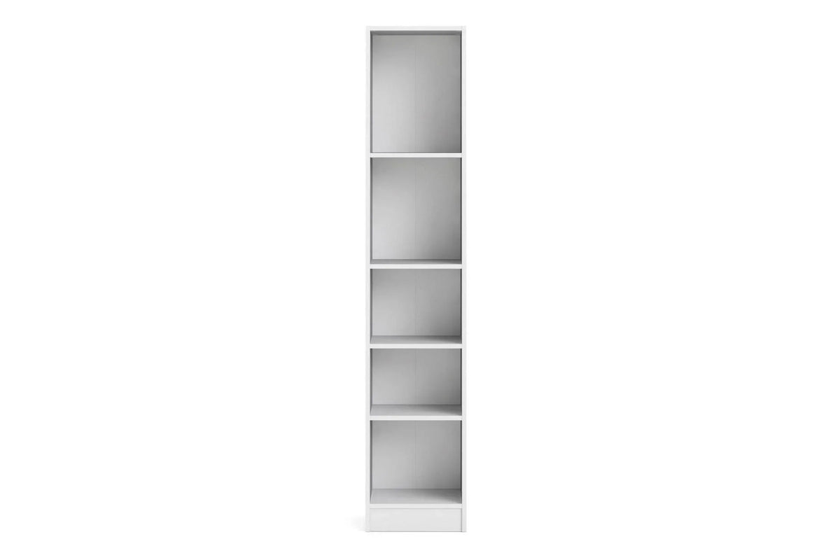 Basic Tall Narrow 4 Shelf Bookcase in White