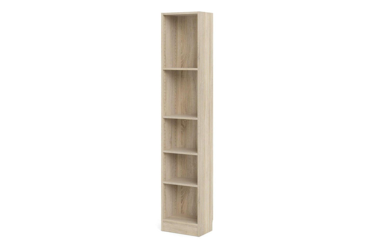 Basic Tall Narrow 4 Shelf Bookcase in Oak