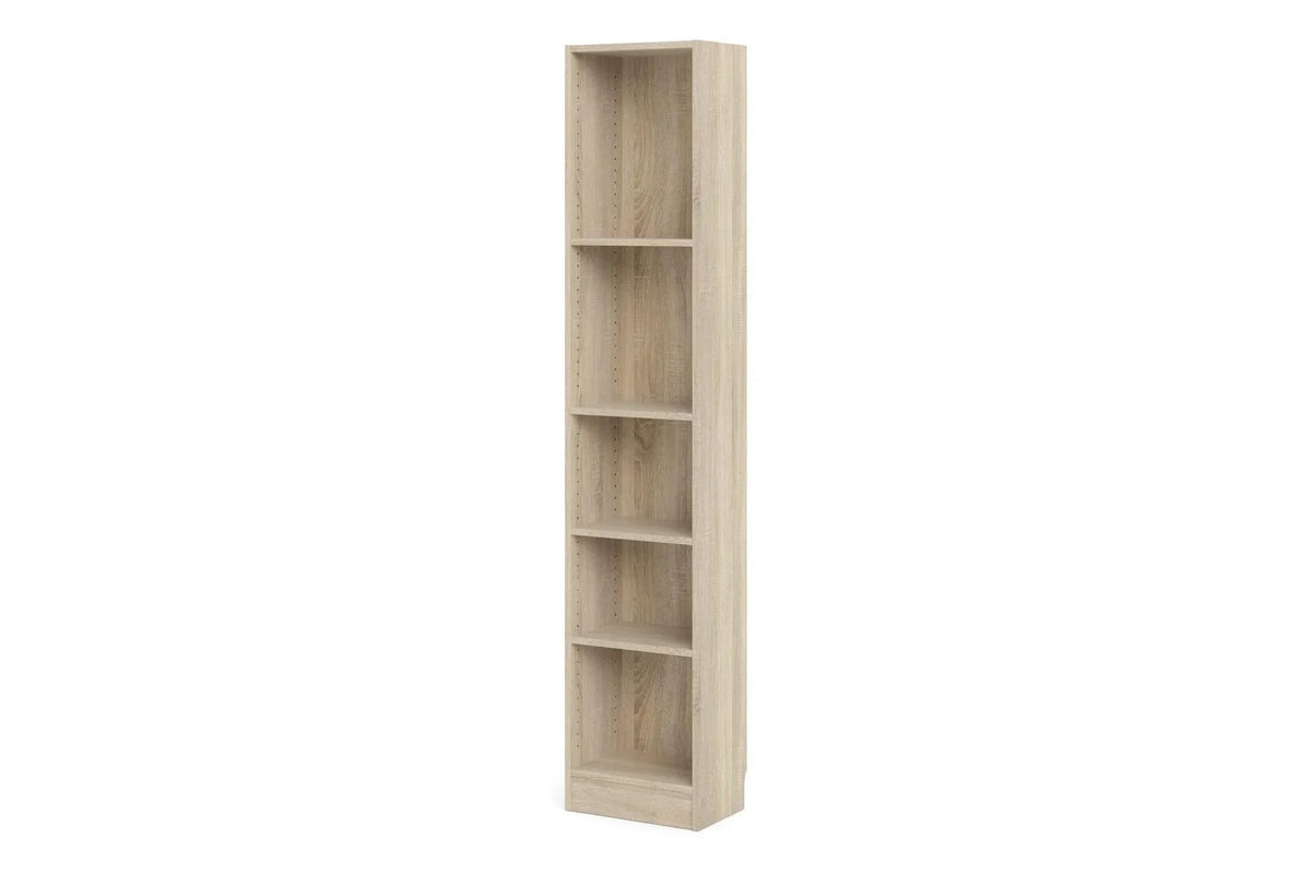 Basic Tall Narrow 4 Shelf Bookcase in Oak