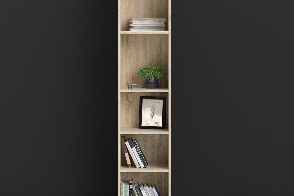 Basic Tall Narrow 4 Shelf Bookcase in Oak