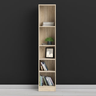 basic tall narrow bookcase (4 shelves) in oak