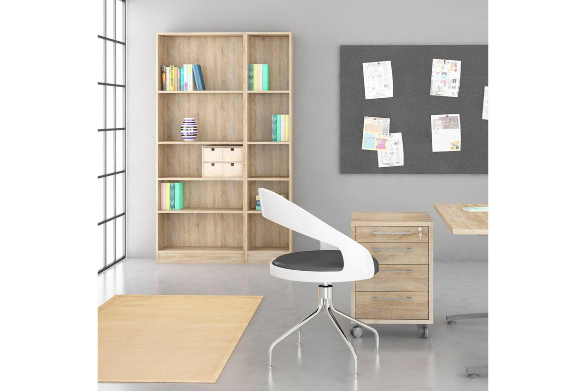 Basic Tall Narrow 4 Shelf Bookcase in Oak