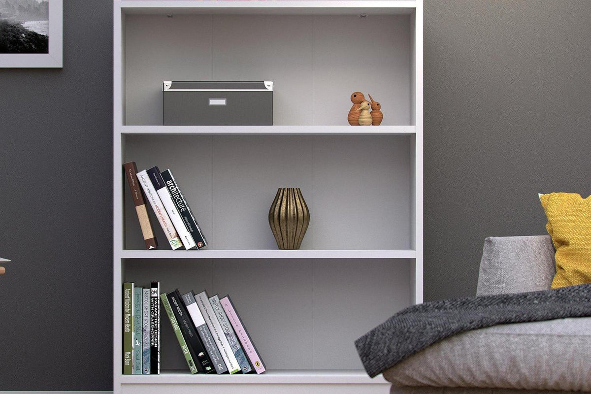 Basic Express Delivery Low Wide 2 Shelf Bookcase in White