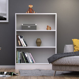 basic low wide bookcase (2 shelves) in white